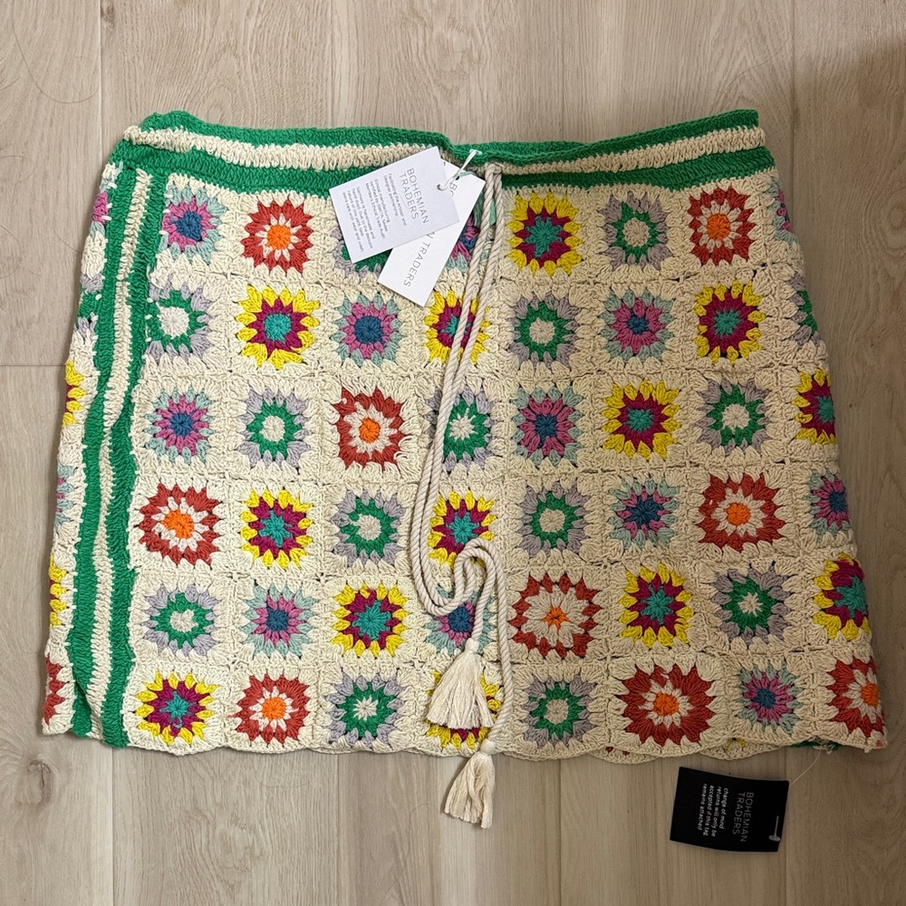 NWT Bohemian Traders Crochet Knit Mini Skirt - Picture 3 of 7